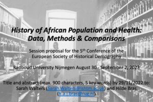 Call for Papers: History of African Population and Health: Data, Methods & Comparisons